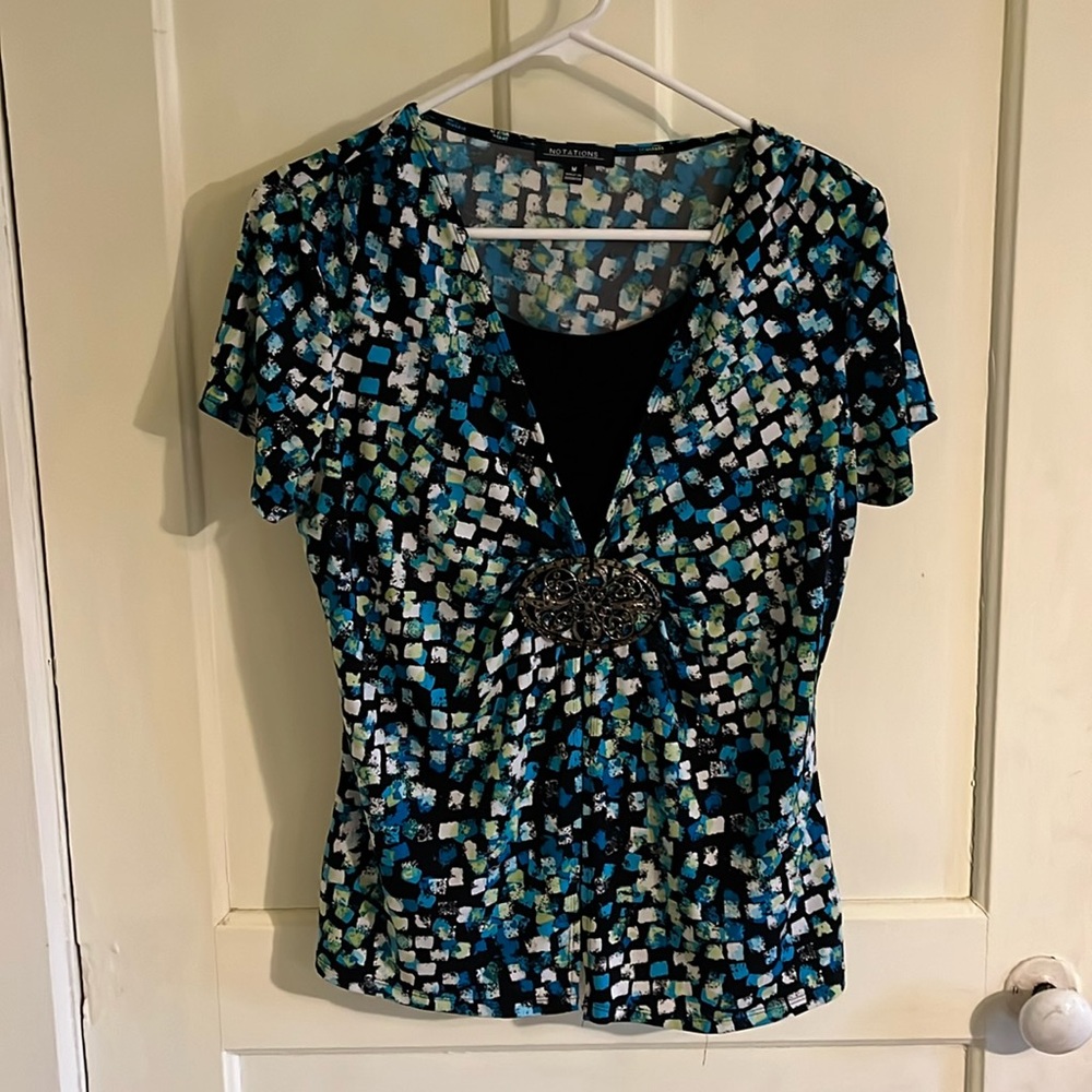 Women’s short sleeve Notations blouse